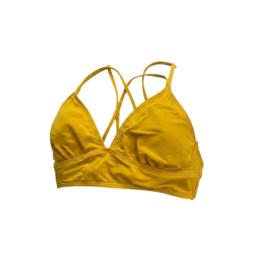 Athleta Bikini Top Women XS Yellow Excellent Strappy Back Triangle Swimwear